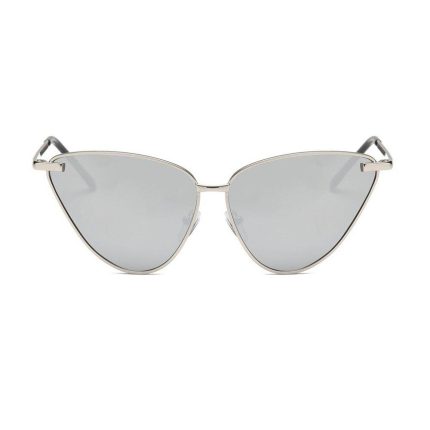 Women Color Luxury Flat Top Cat Eye Sunglasses Elegant Oculos de sol Men Metal